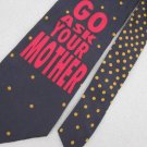 Joe Boxer Silk Men Dress Go Ask Your Mother Black Men Designer Tie EUC