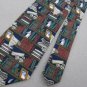 Eagle Wings Book Shelves Navy Brown Law Justice Stripe Neck Tie Men Designer EUC