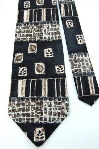 #1A LOOSEN UP by SUPERBA ART DECO BLACK BEIGE Men Neck Tie Lot#4F