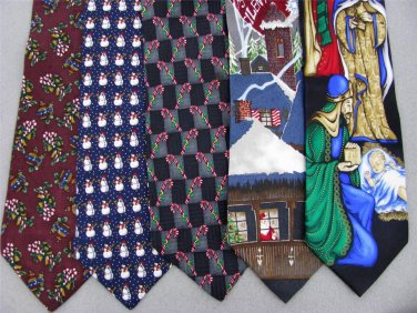 2 Christmas Xmas Holiday Silk Men's Ties Necktie Neck Tie Lot #LO18