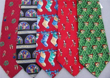 2 Christmas Xmas Holiday Silk Men's Ties Necktie Neck Tie Lot #L5