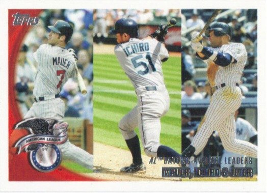 Joe Mauer-Ichiro Suzuki-Derek Jeter 2010 Topps #8 Baseball Card