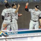 Christian Yelich-Marcel Ozua-Giancarlo Stanton 2017 Topps #276 Miami Marlins Baseball Card
