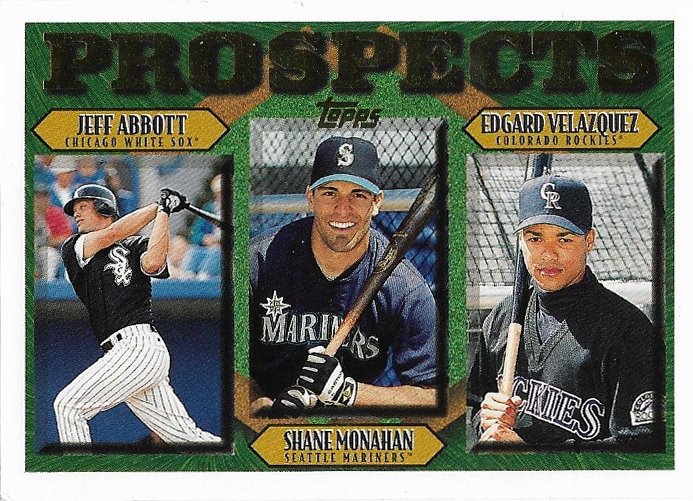 Jeff Abbott, Shane Monahan, Edgar Velazquez 1997 Topps #491 Baseball Card