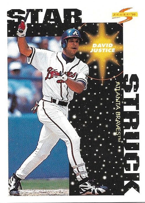 David Justice 1996 Score #385 Atlanta Braves Baseball Card