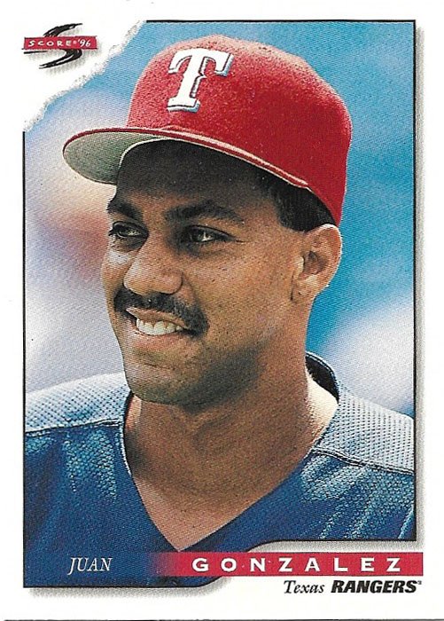 Juan Gonzalez #19 of the Texas Rangers wearing Franklin in 1991