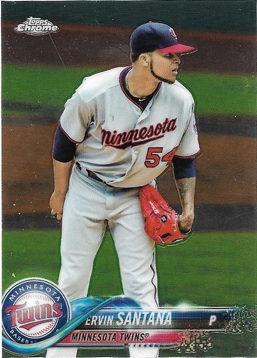 Ervin Santana 2018 Topps Chrome 153 Minnesota Twins Baseball Card