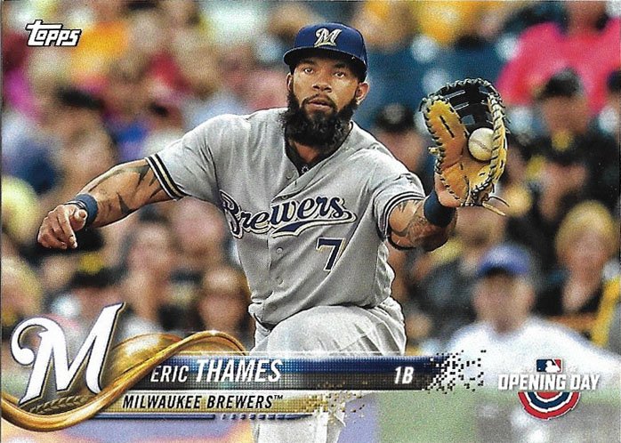 Eric Thames 2018 Topps Opening Day #172 Milwaukee Brewers Baseball Card