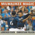 Lorenzo Cain, Christian Yelich 2019 Topps Heritage Classic Combos #CC-10 Brewers Baseball Card