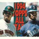 Barry Bonds, Ken Griffey Jr 1995 Topps #388 San Francisco Giants, Seattle Mariners Baseball Card Barry Bonds, Ken Griffey Jr 1995 Topps #388 San Francisco Giants, Seattle Mariners Baseball Card