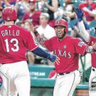Elvis Andrus, Willie Calhoun, Joey Gallo 2020 Topps #365 Texas Rangers Baseball Card