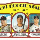 Joey Bart, Daulton Varsho, Ryan Jeffers 2021 Topps Heritage Rookie #49 Baseball Card Joey Bart, Daulton Varsho, Ryan Jeffers 2021 Topps Heritage Rookie #49 Baseball Card