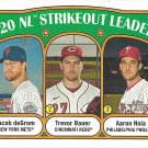 Jacob deGrom, Trevor Bauer, Aaron Nola 2021 Topps Heritage #95 Baseball Card Jacob deGrom, Trevor Bauer, Aaron Nola 2021 Topps Heritage #95 Baseball Card
