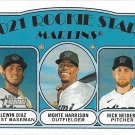 Lewin Diaz, Monte Harrison, Nick Neidert 2021 Topps Heritage Rookie #209 Marlins Baseball Card