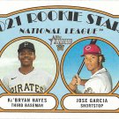 Ke'Bryan Hayes, Jose Garcia 2021 Topps Heritage Rookie #97 Pirates, Reds Baseball Card
