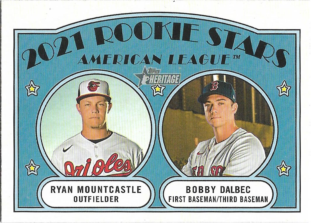 Ryan Mountcastle, Bobby Dalbec 2021 Topps Heritage Rookie #185 Orioles, Red Sox Baseball Card