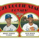 Brady Singer, Nick Heath 2021 Topps Heritage Rookie #129 Kansas City Royals Baseball Card