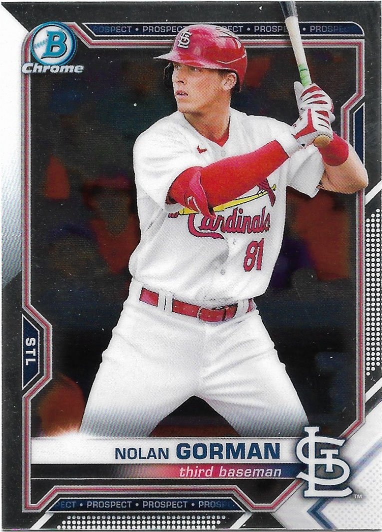 Nolan Gorman 2021 Bowman Chrome Prospects BCP90 St. Louis Cardinals