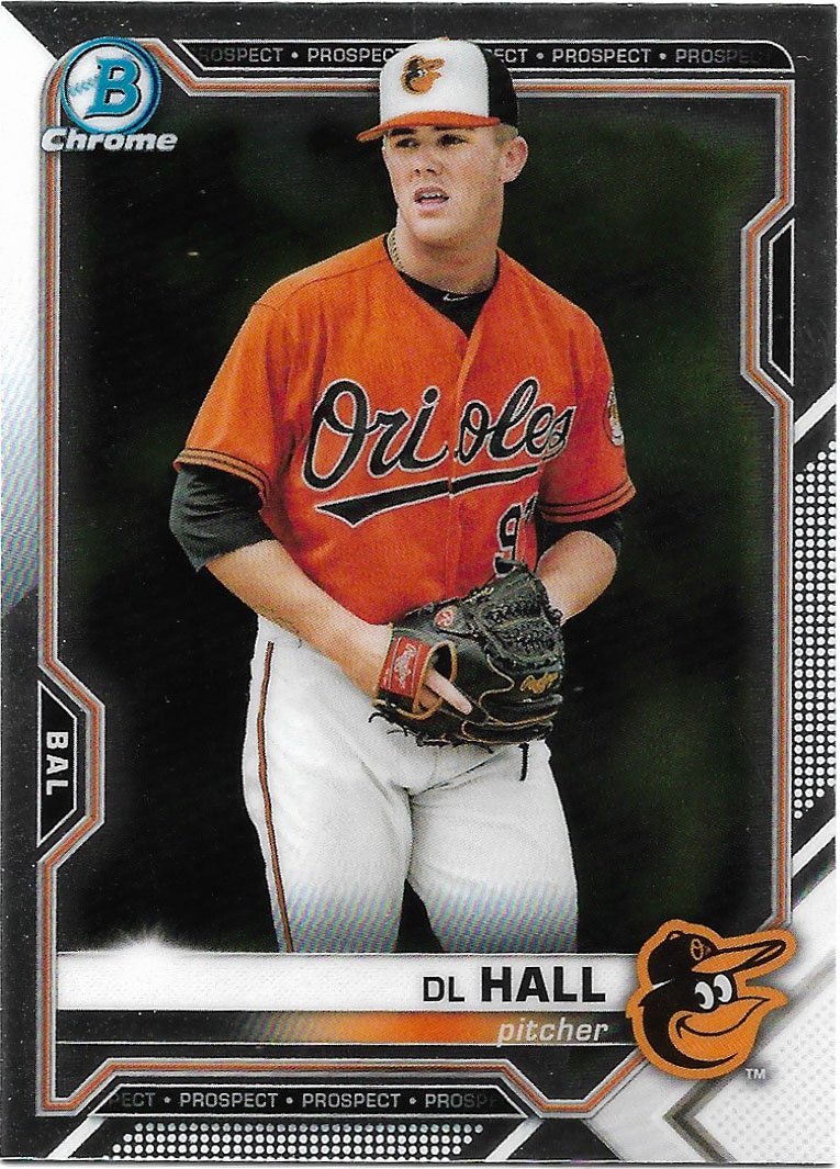DL Hall 2021 Bowman Chrome Prospects #BCP-122 Baltimore Orioles Baseball Card