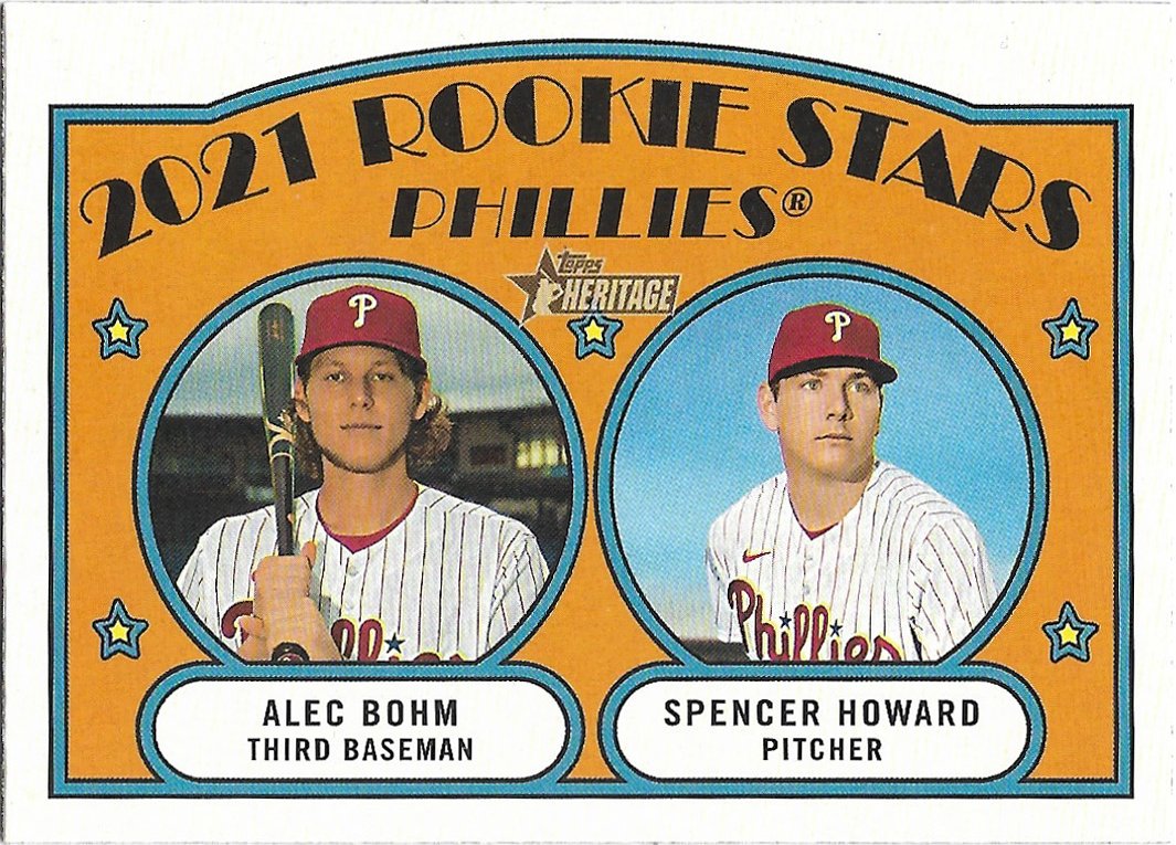 Alec Bohm, Sam Howard 2021 Topps Heritage Rookie #11 Philadelphia Phillies Baseball Card