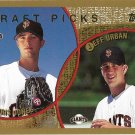 Chris Jones, Jeff Urban 1999 Topps Rookie #213 San Francisco Giants Baseball Card