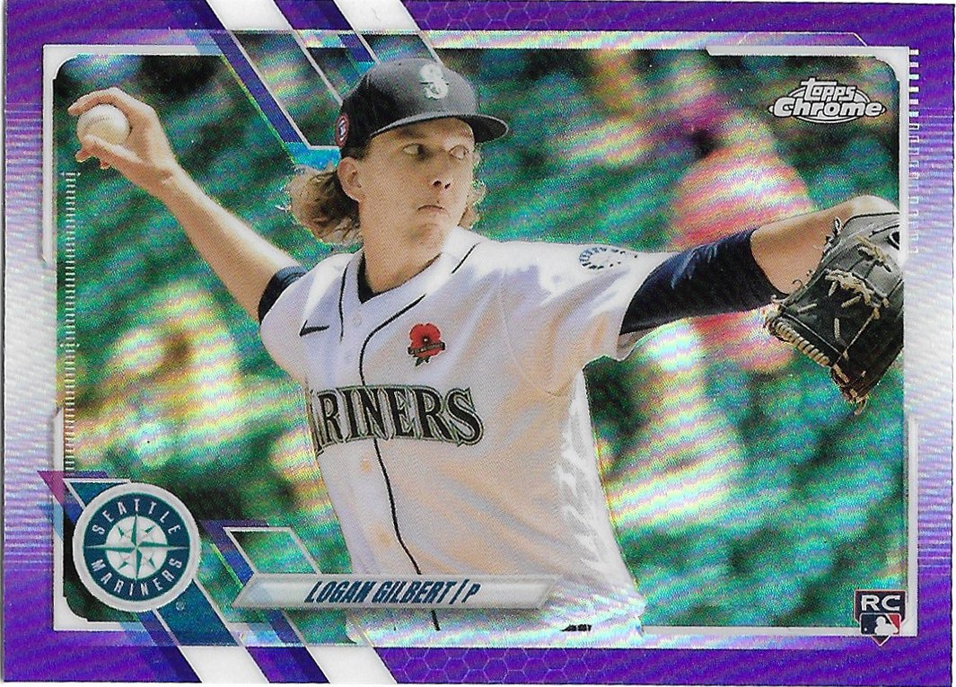 Logan Gilbert 2021 Topps Update Chrome Rookie Purple #USC70 Seattle Mariners Baseball Card