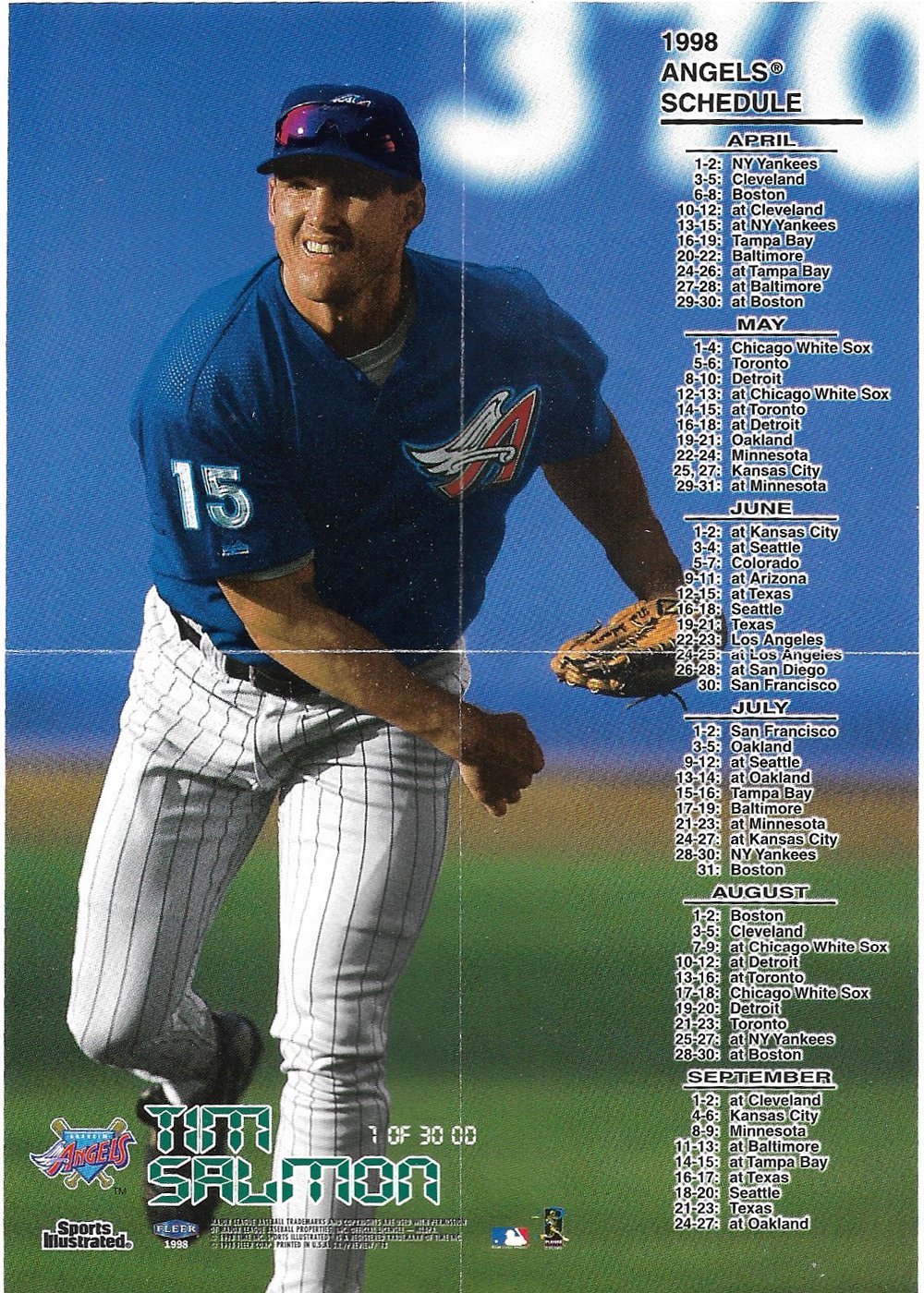 Tim Salmon 1998 Fleer Sports Illustrated Mini Posters #1 Anaheim Angels  Baseball Card