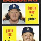 Dustin May, Gavin Lux 2020 Topps Heritage Rookie #188 Los Angeles Dodgers Baseball Card