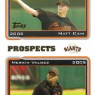 Matt Cain, Merkin Valdez 2005 Topps #690 San Francisco Giants Baseball Card
