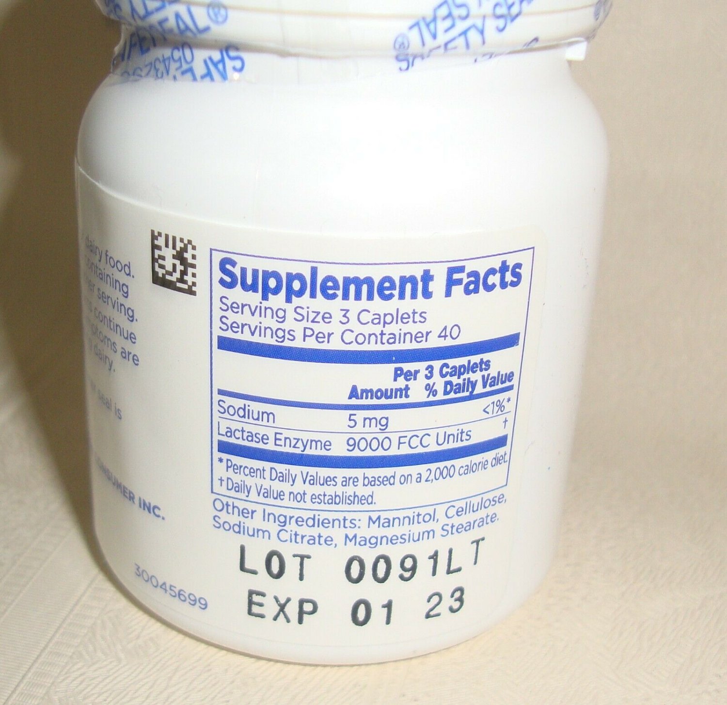 Lactaid Original Lactase Enzyme Supplement Bottle 120 Caplets Exp 2023 No Box