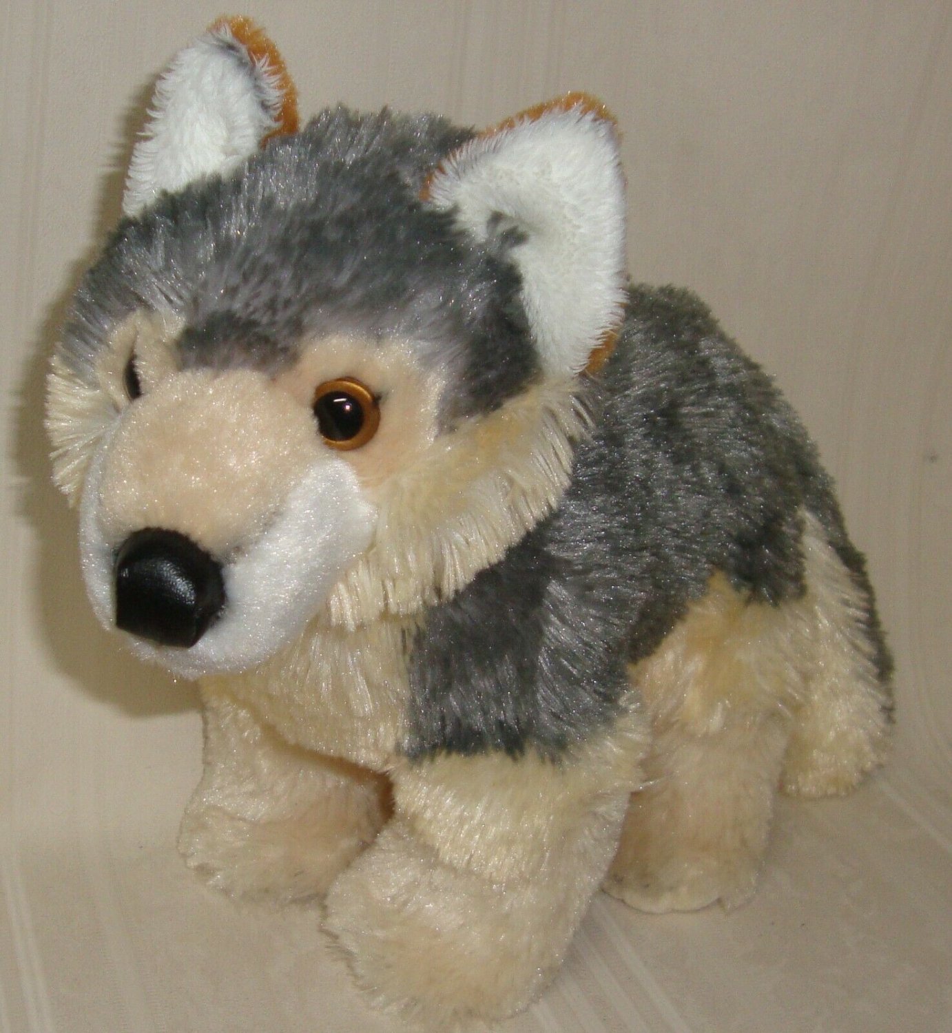 Aurora Gray Tan Wily Wolf Fox Coyote Husky Dog Standing Plush 12