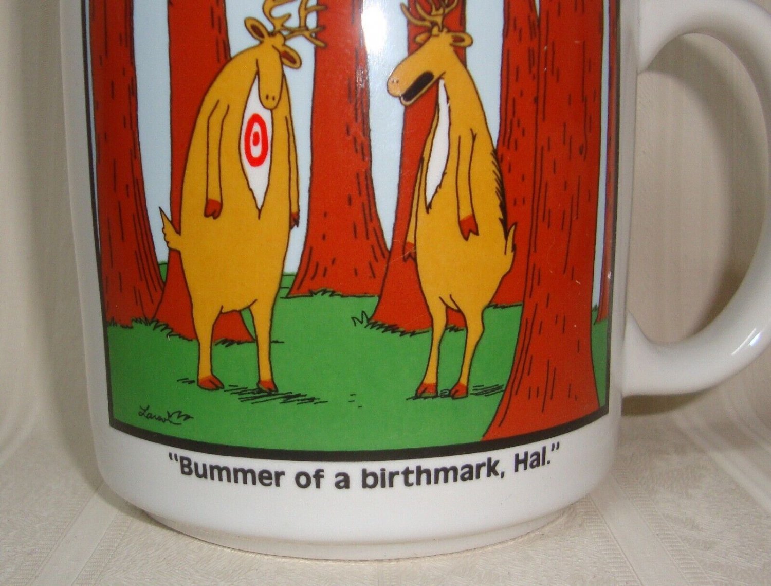 The Far Side by Gary Larson Coffee Mug Bummer of a Birthmark Hal 1986 VTG