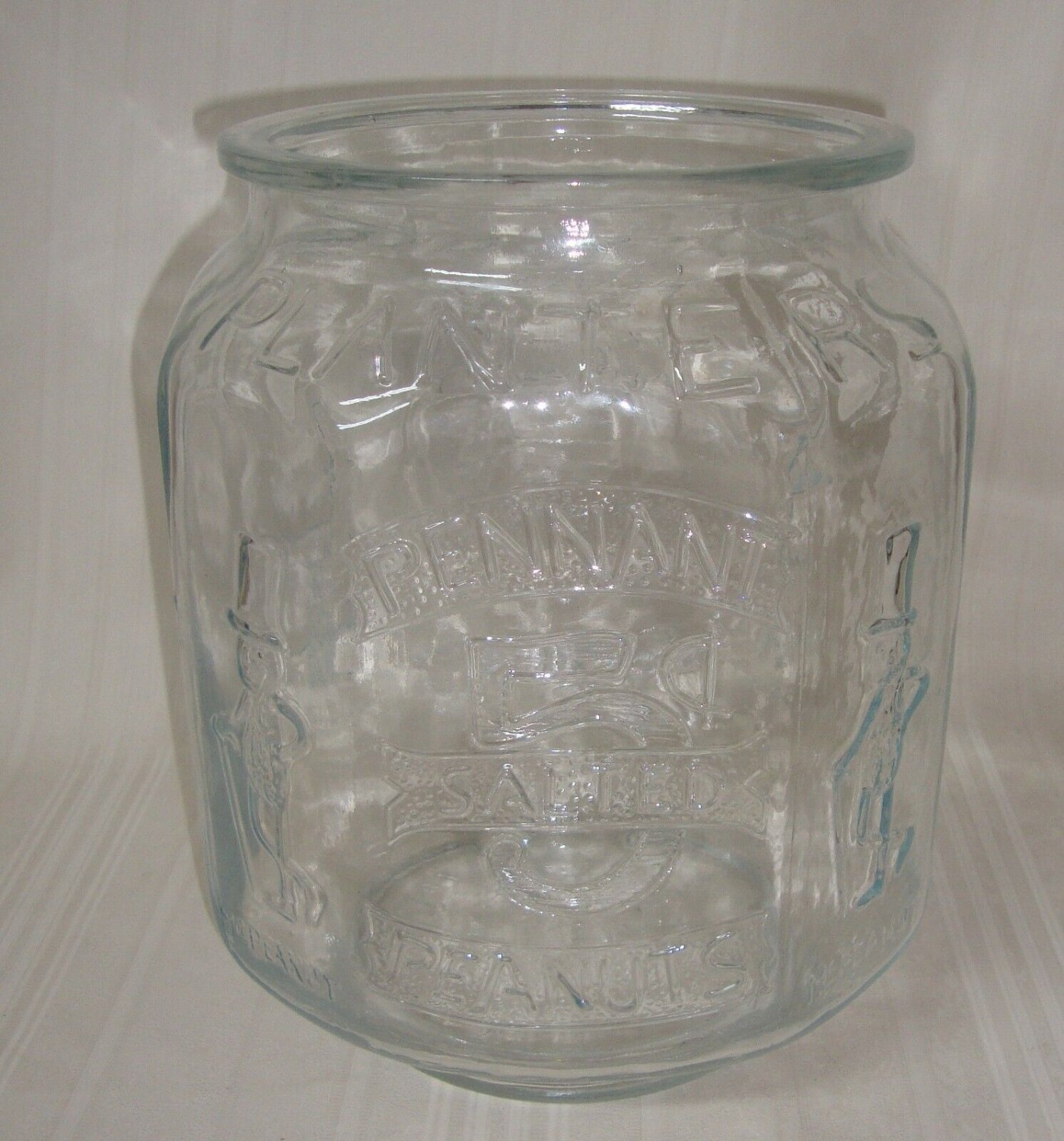 Planters Mr. Peanut Pennant 5 Cent Glass Store Counter Jar NO LID