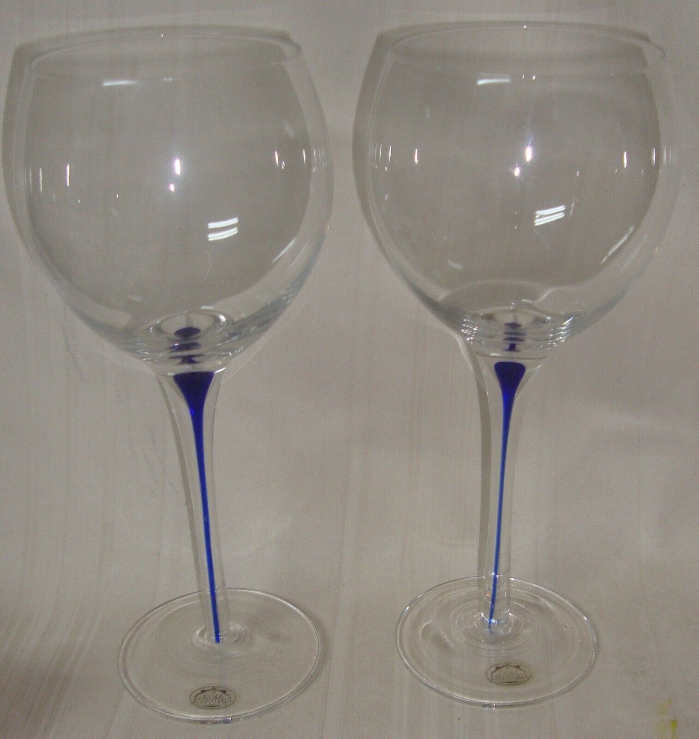 Home Essentials Hand Blown Blue Stem Teardrop Wine Glasses Set of 2