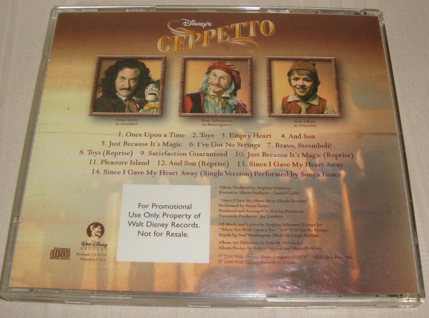 Disney's Geppetto: An Original Walt Disney Records Soundtrack (2000, CD)