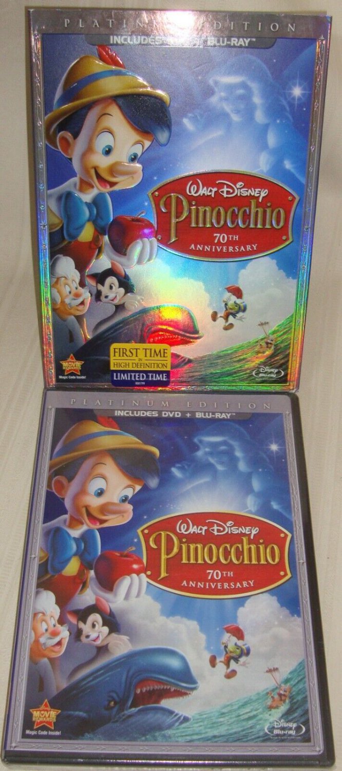 Pinocchio 70th Anniversary Platinum Edition (Blu-ray + DVD, 3 Disc Set ...