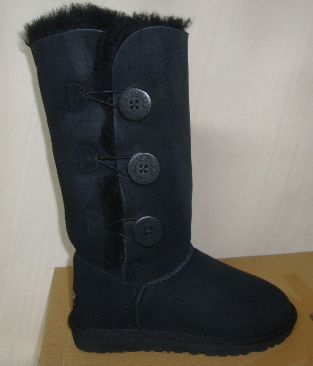 UGG BAILEY BUTTON TRIPLET TRIPLE Black Suede Tall Boots Women Size US 5 ...