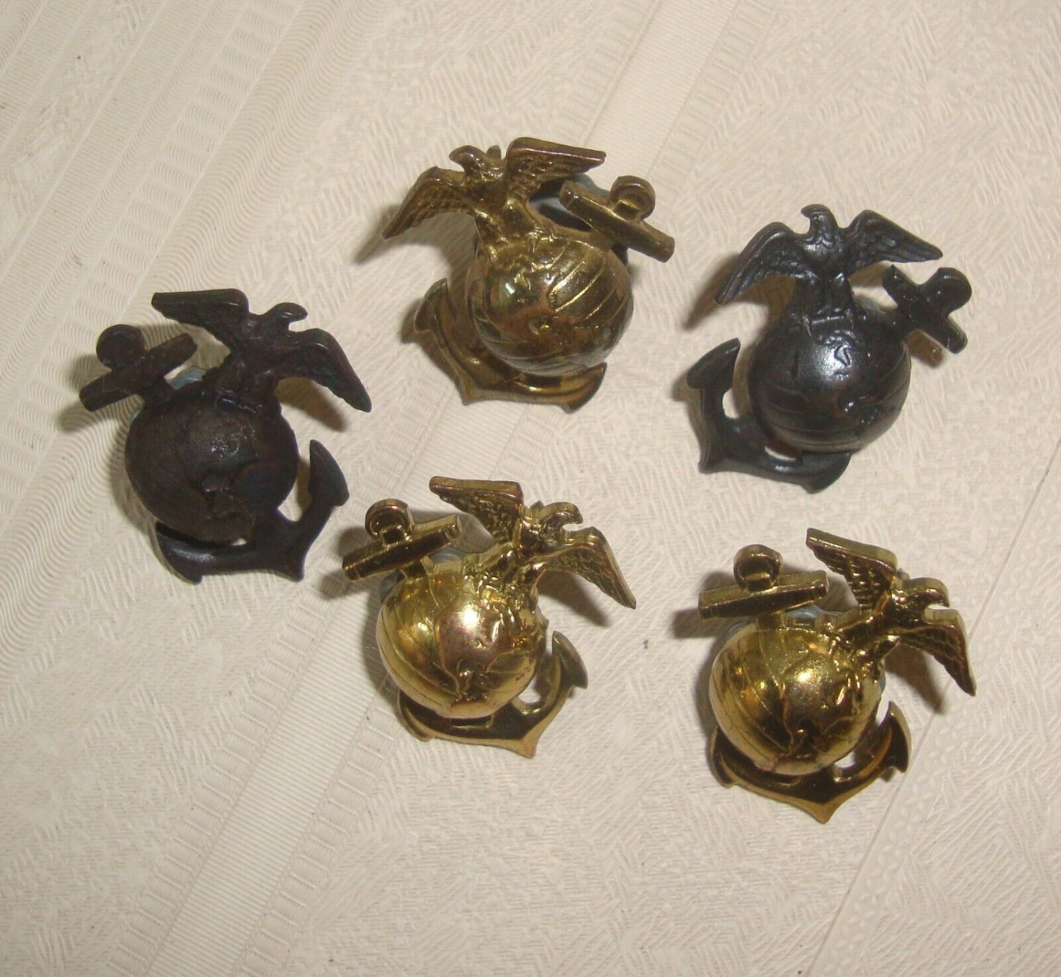 Usmc Marine Corps Lapel Pin Screwback Eagle Globe Anchor Military Lot Of 5