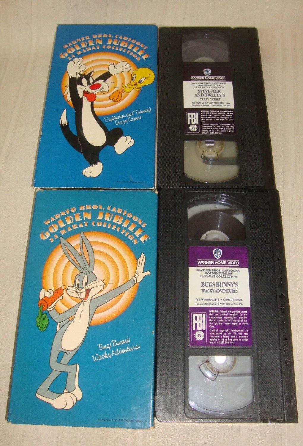 Warner Bros Cartoons Golden Jubilee 24 Karat Collection VHS Tapes Lot of 5