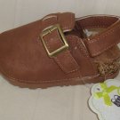 First Steps Brown Faux Leather Fur Sling Back Shoes Clogs Buckle BABY Size 6 NEW