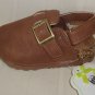 First Steps Brown Faux Leather Fur Sling Back Shoes Clogs Buckle BABY Size 6 NEW