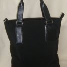 HOBO INTERNATIONAL Black Leather  Handles Tote Work Purse Travel Canvas Bag