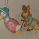 F. Warne Beatrix Potter PETER RABBIT & Mother Goose ANRI  Ornaments Italy