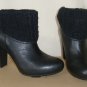 UGG Australia Dandylion Tres Black Leather Knit Ankle Boots Size 7.5 NIB 1008755
