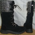 UGG ATLASON FRILL Black event Waterproof Suede Tall Snow Boot Size US 6 NIB