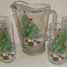 Crisa Holiday 7 Piece Beverage Set, 6 Glass Tumblers & 1 Pitcher 7505, No Box