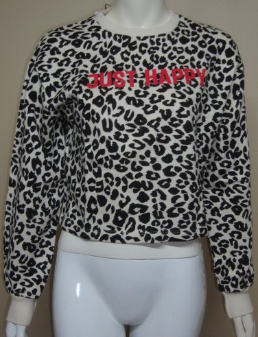 ZARA JUST HAPPY Leopard Animal Print Cropped Sweatshirt JUST HAPPY Size L NEW