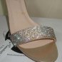 De Blossom NICKY-1 Nude Shimmer Rhinestone Block Heel ankle Strap Shoe Size 8.5
