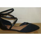 UGG Australia IZABEL Mar Black Leather Ankle Wrap Flat Shoes Size 7 NEW #1007163