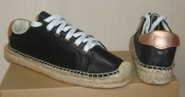 Soludos Black Platform Espadrille Leather Sneakers Tennis Women's Size US 9 NEW